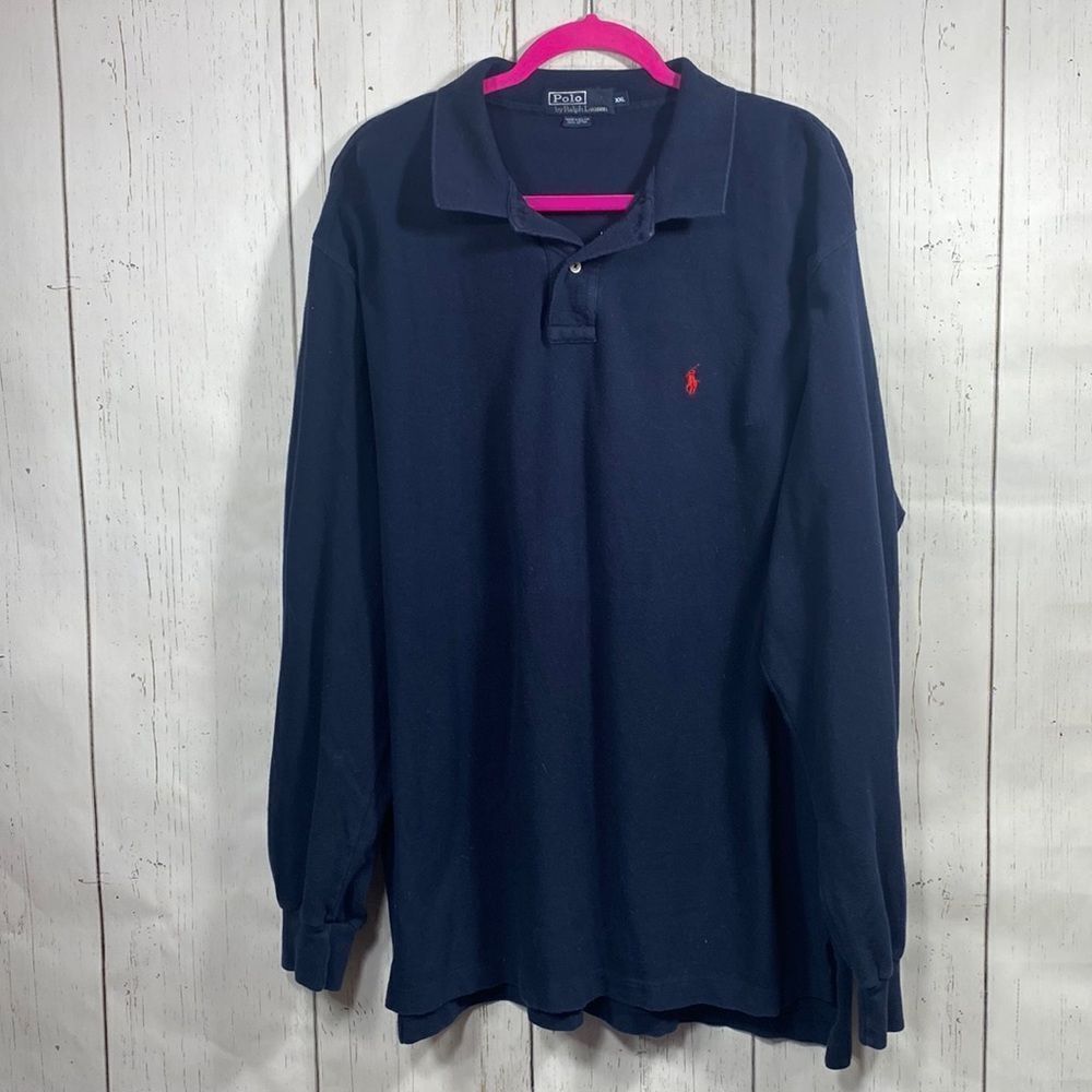 Polo Ralph Lauren Navy Long Sleeve Polo Shirt XXL Preppy Classic Coastal Grandpa